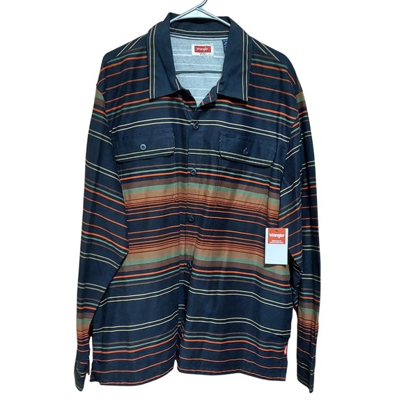 Wrangler Other - Wrangler‎ Utility Overshirt Mens XL Regular Fit Long Sleeve Striped Side Pockets